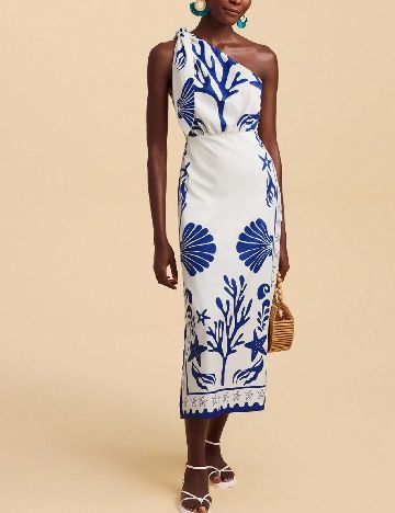 Rochie medie SHEIN, alb/albastru