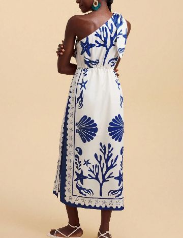 Rochie medie SHEIN, alb/albastru