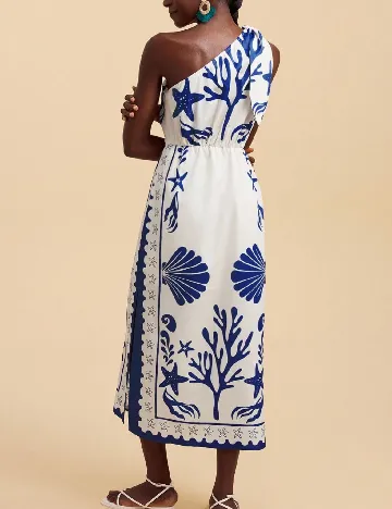 Rochie medie SHEIN, alb/albastru