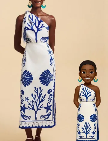 Rochie medie SHEIN, alb/albastru