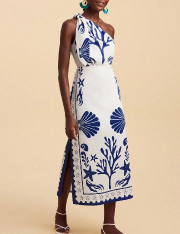 Rochie medie SHEIN, alb/albastru