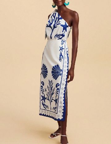 Rochie medie SHEIN, alb/albastru