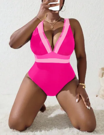 Costum de baie SHEIN CURVE, roz