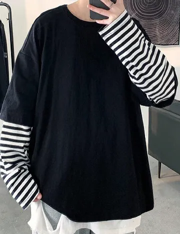 Bluza Oversize SHEIN, negru/alb