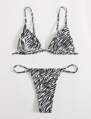 Costum de baie SHEIN, alb/negru