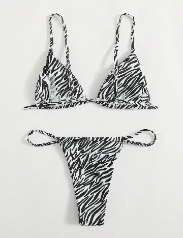 Costum de baie SHEIN, alb/negru