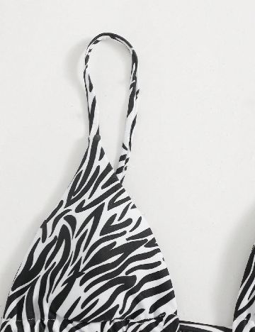 Costum de baie SHEIN, alb/negru