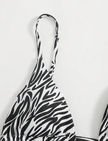 Costum de baie SHEIN, alb/negru