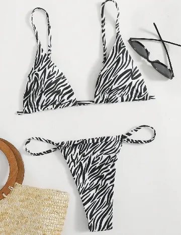 Costum de baie SHEIN, alb/negru