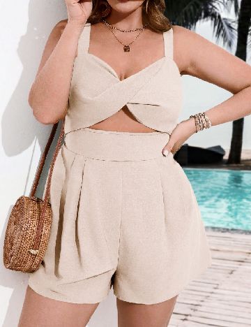 Salopeta SHEIN CURVE, crem