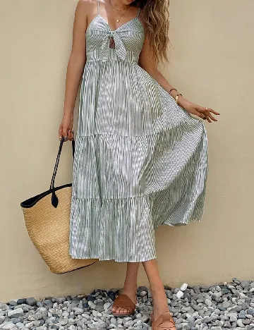 Rochie medie SHEIN, alb/verde