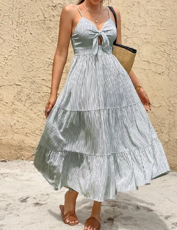 Rochie medie SHEIN, alb/verde