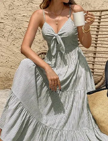 Rochie medie SHEIN, alb/verde