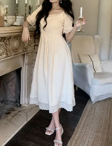 Rochie medie Dazy, crem