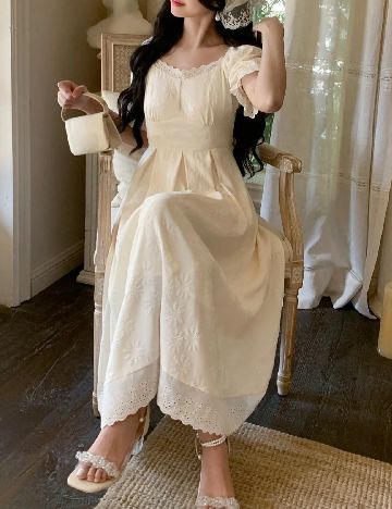 Rochie medie Dazy, crem