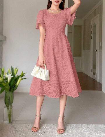 Rochie medie Dazy, roz