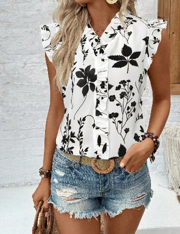 Bluza SHEIN, alb/negru