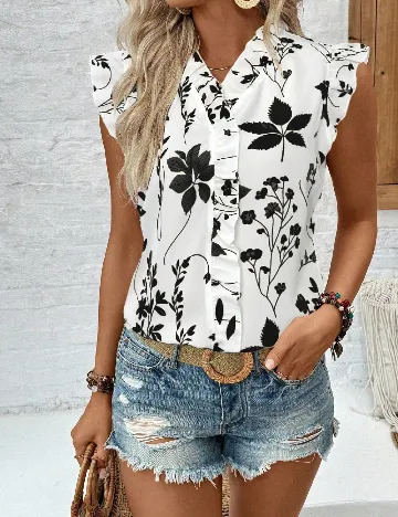 Bluza SHEIN, alb/negru