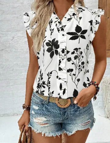 Bluza SHEIN, alb/negru