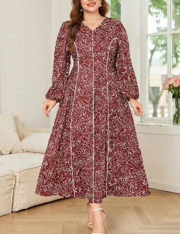 Rochie lunga SHEIN CURVE, maro/alb