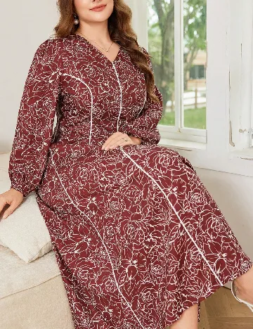 Rochie lunga SHEIN CURVE, maro/alb