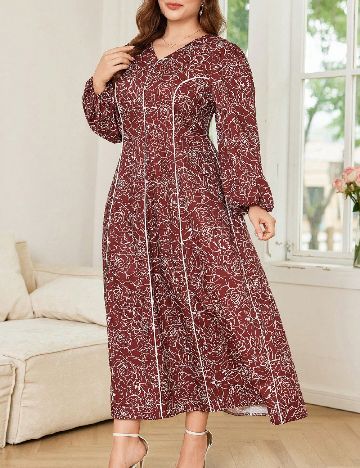 Rochie lunga SHEIN CURVE, maro/alb