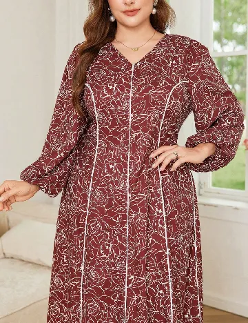 Rochie lunga SHEIN CURVE, maro/alb