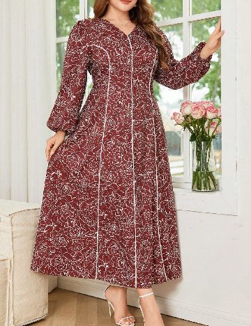 Rochie lunga SHEIN CURVE, maro/alb