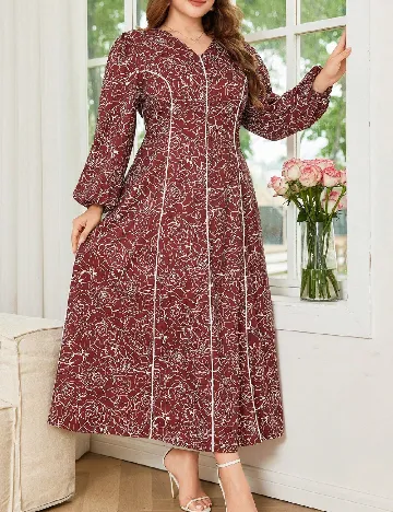 Rochie lunga SHEIN CURVE, maro/alb