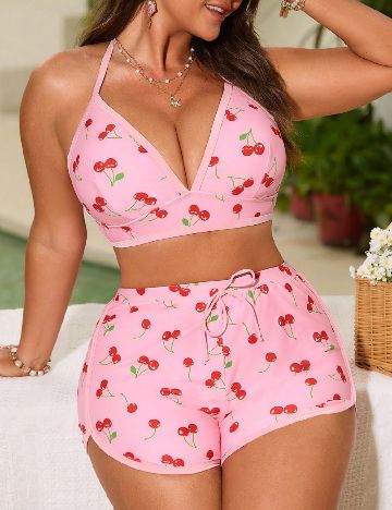Costum de baie SHEIN CURVE, roz