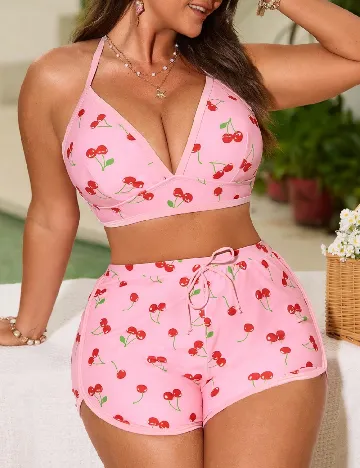 Costum de baie SHEIN CURVE, roz