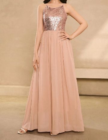 Rochie lunga Shein Kids, roz pudra