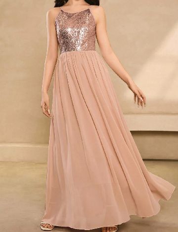 Rochie lunga Shein Kids, roz pudra