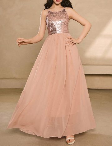 Rochie lunga Shein Kids, roz pudra