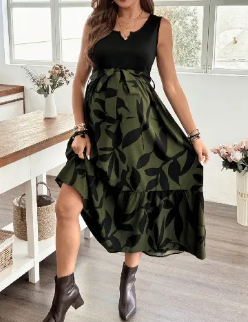 Rochie medie SHEIN Maternity, negru/verde