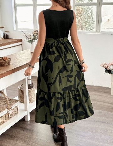 Rochie medie SHEIN Maternity, negru/verde