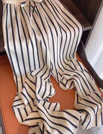 Pantaloni SHEIN, alb/albastru