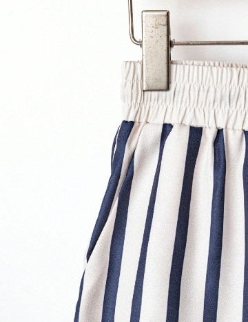 Pantaloni SHEIN, alb/albastru