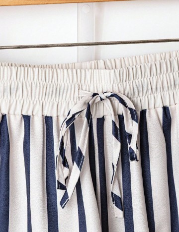 Pantaloni SHEIN, alb/albastru