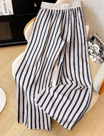 Pantaloni SHEIN, alb/albastru