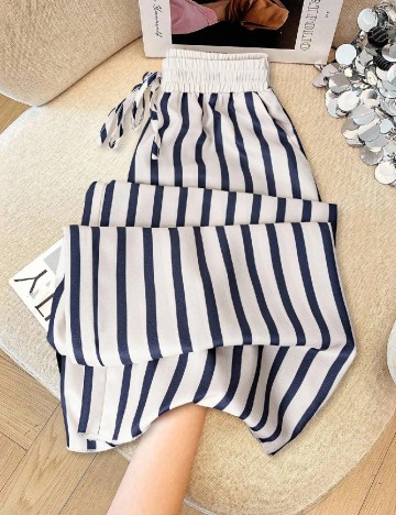 Pantaloni SHEIN, alb/albastru