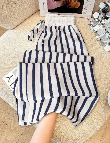 Pantaloni SHEIN, alb/albastru