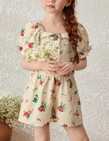 Salopeta Shein Kids, floral print