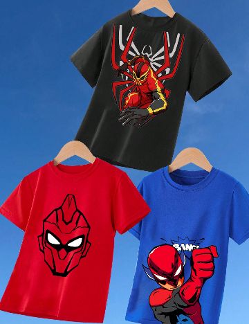 Set Tricouri 3 bucati Shein Kids, mix culori