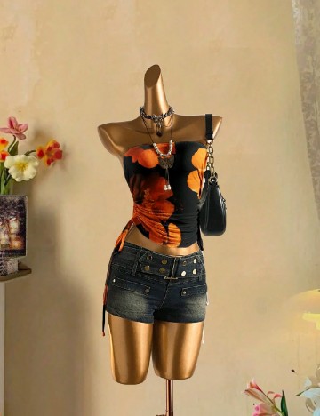 Top SHEIN, floral print