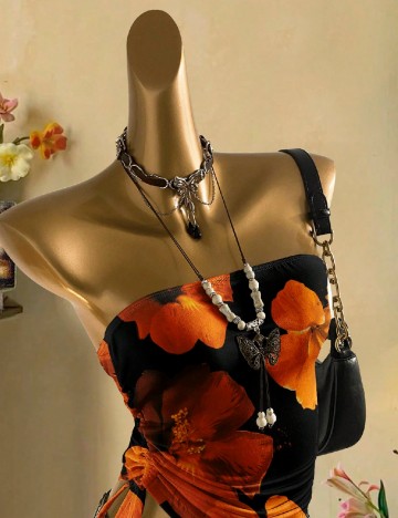 Top SHEIN, floral print