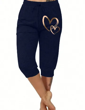 Pantaloni trei sferturi SHEIN CURVE, bleumarin