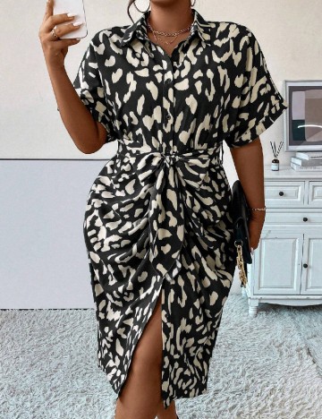 Rochie medie SHEIN CURVE, alb/negru