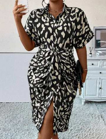 Rochie medie SHEIN CURVE, alb/negru
