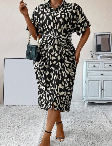 Rochie medie SHEIN CURVE, alb/negru